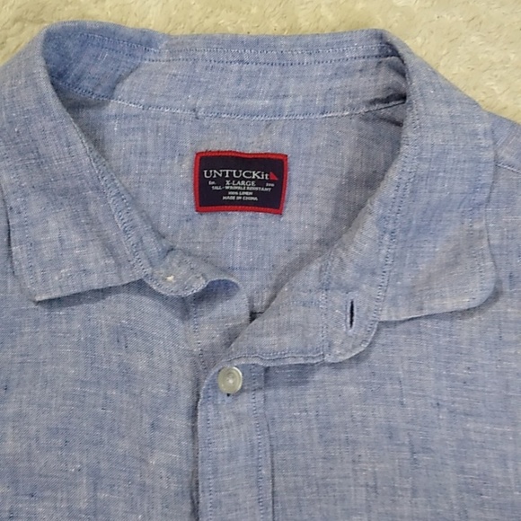 Untuckit Men's Linen Button Shirt Short Sleeve Size XL Tall - Picture 4 of 10